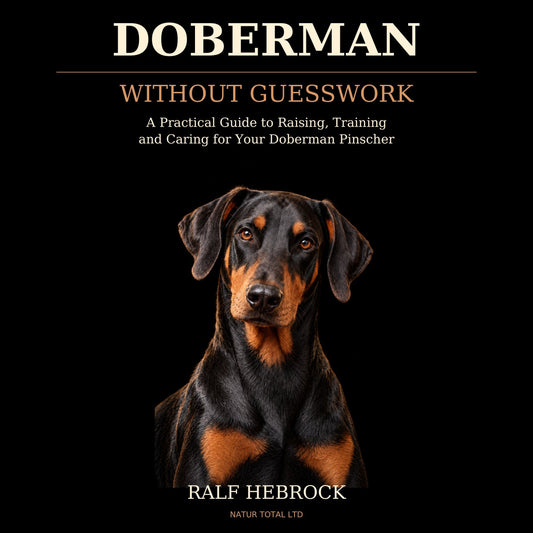 Doberman Without Guesswork — English EPUB by Ralf Hebrock, black and gold cover featuring a natural-eared Doberman